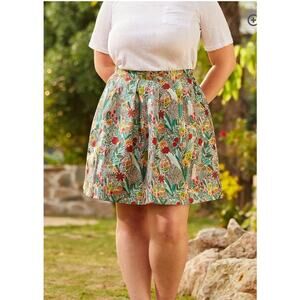 ModCloth Bright On Floral Pleated Skater Skirt Size 16